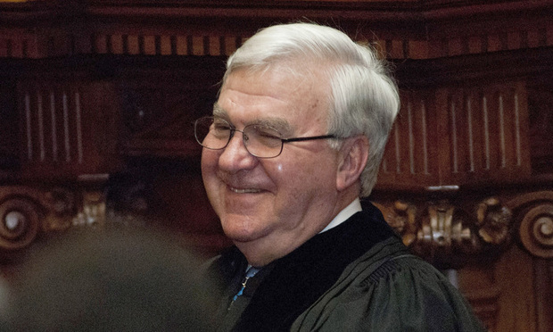 Justice P. Harris Hines at his investiture as chief justice of the Supreme Court of Georgia in January 2017. (Photo: John Disney/ALM)