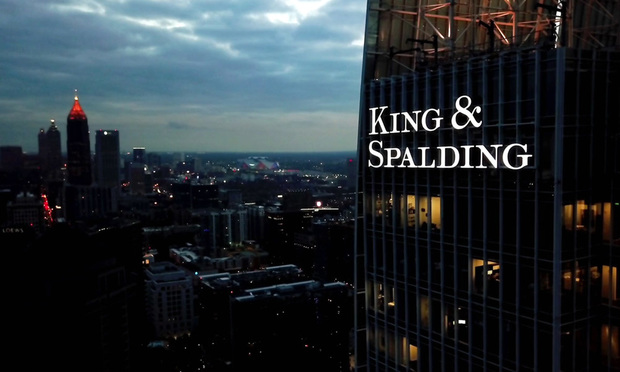 New sky-high King & Spalding sign promiently displayed in downtown Atlanta (Courtesy Photo)