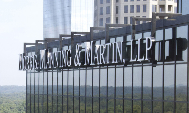 New signage on the outside of the Atlanta Financial Center, Buckhead. Morris Manning & Martin Atlanta. Photo by John Disney/Daily Report.
