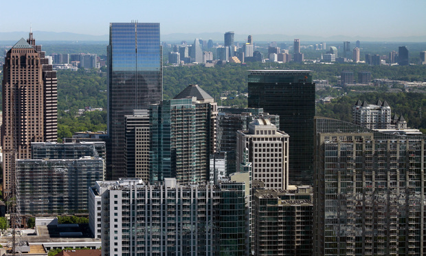Midtown Atlanta with Buckhead skyline in the distance, Atlanta.