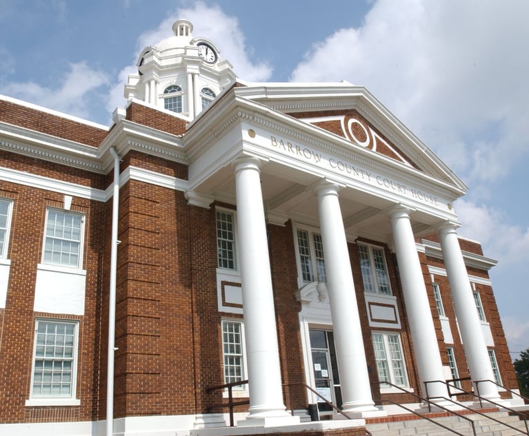 Barrow County Courthouse. (Photo: Catherine Lovett/ALM)