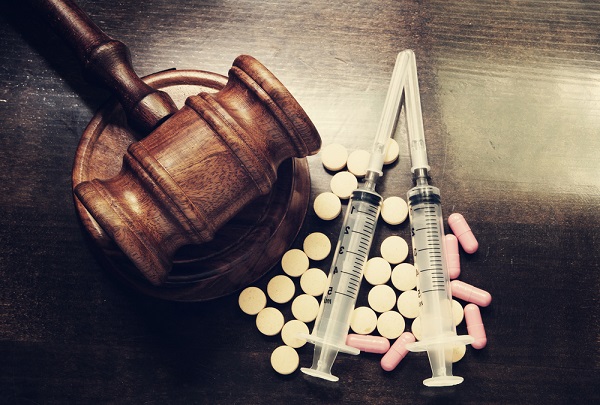 Gavel with drugs