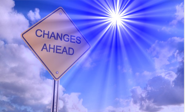Changes ahead sign, with a nova flare (Image: Shutterstock)