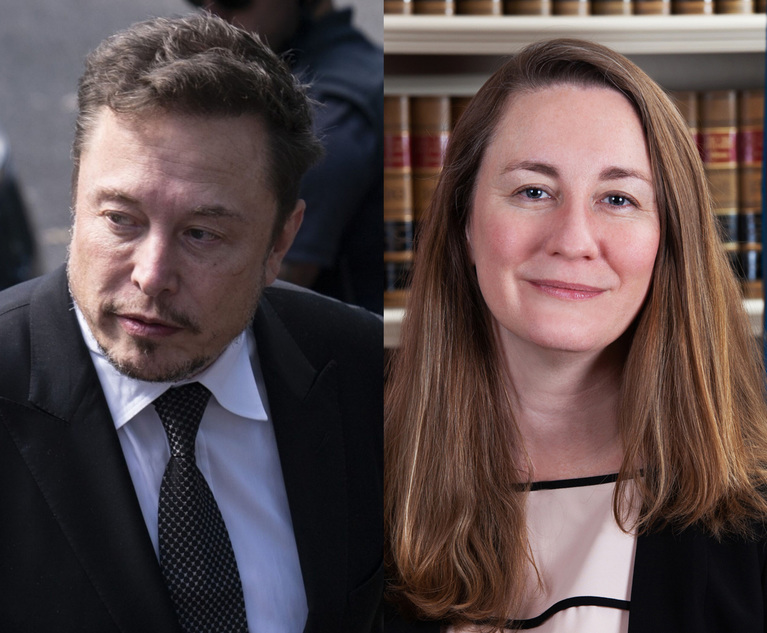 Elon Musk, chief executive officer of Tesla, left, and Chancellor Kathaleen McCormick of the Delaware Chancery Court, right.