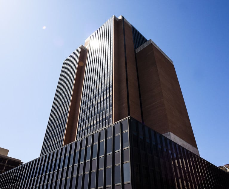 James A. Byrne U.S. Courthouse, which houses the U.S. Court of Appeals for the Third Circuit, and the U.S. District Court for the Eastern District of Pennsylvania, in downtown Philadelphia, PA, on April 3, 2021. Photo: Diego M. Radzinschi/ALM