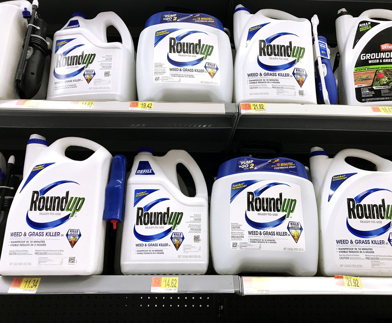Roundup weedkiller on shelves at Walmart in Baltimore, MD.