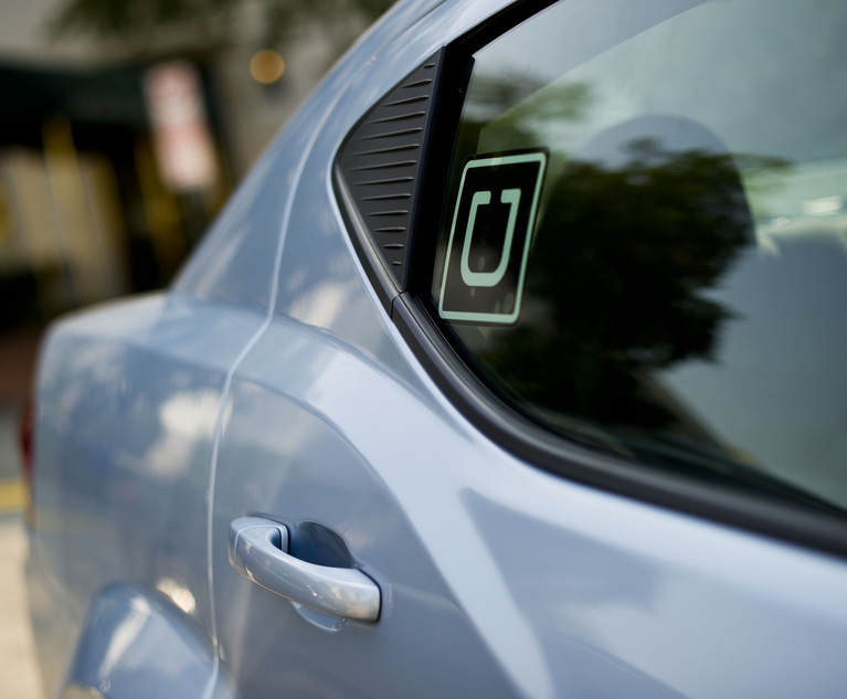 An Uber sticker in a care window in Washington, D.C.